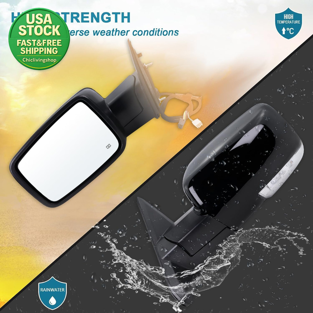 Left Driver Side Mirror Compatible 2013-2018 Ram 1500 2500 3500 Power Folding