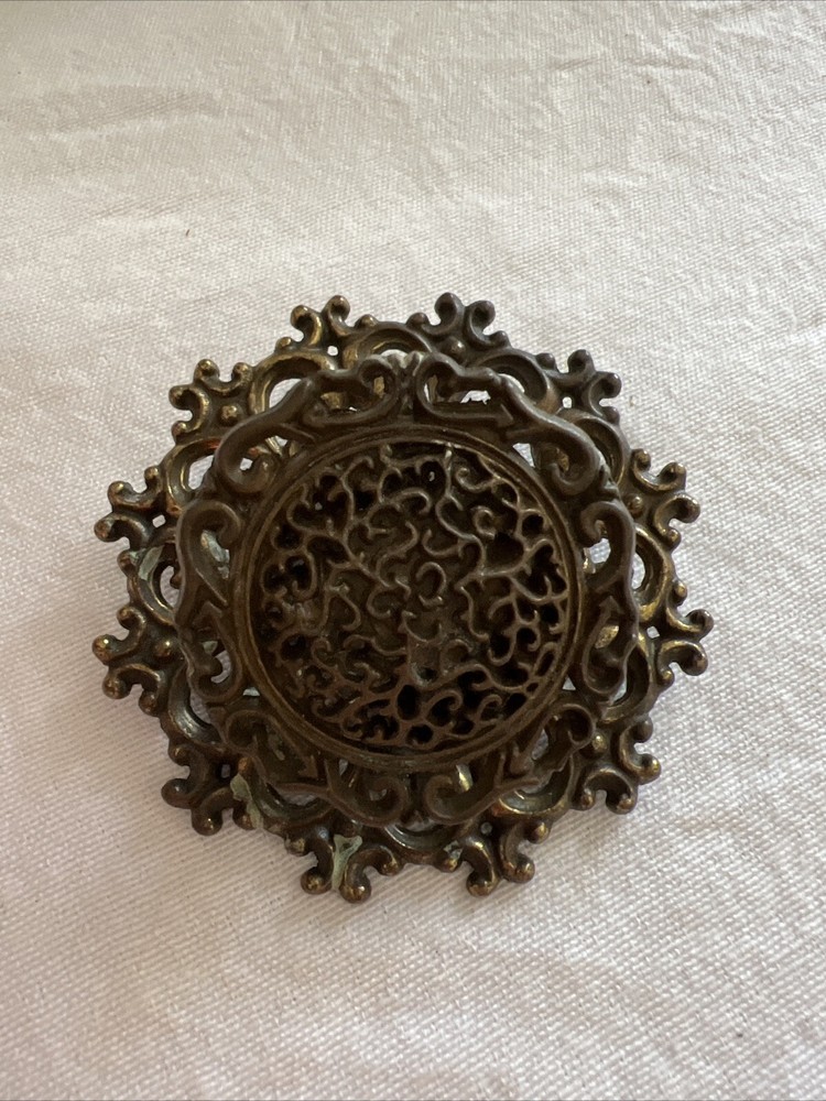Vintage Cabinet DRAWER PULL Ornate Decorative Scroll Pattern 1 Pull, 2.5” Round