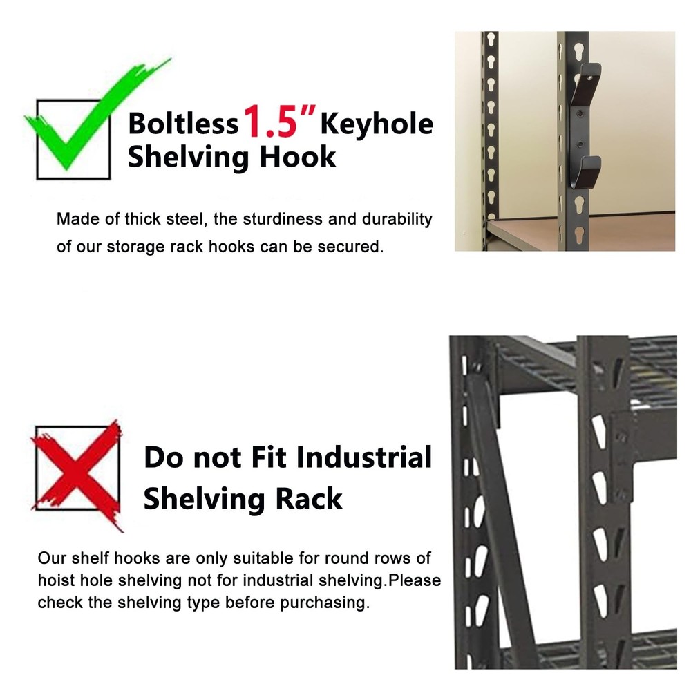 Wallmaster Boltless Shelving Hook Kit: Garage Tool Storage & Keyhole Rack Mount