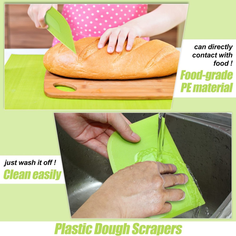 4 Piece Plastic Dough Scraper Bowl Scraper Flexible Multipurpose Food Scraper...