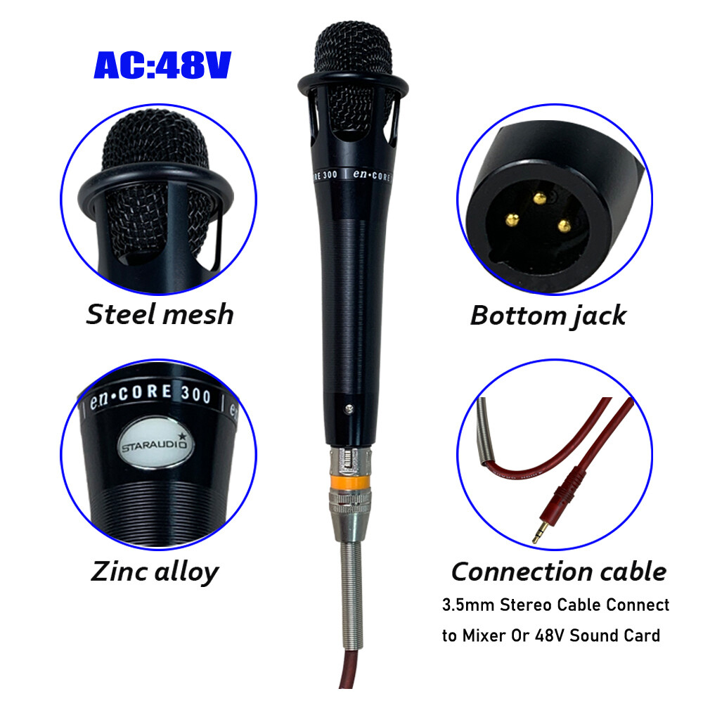 Wired Handheld Microphone Cardioid Elecrect Condense Complete Mic For Live Chat