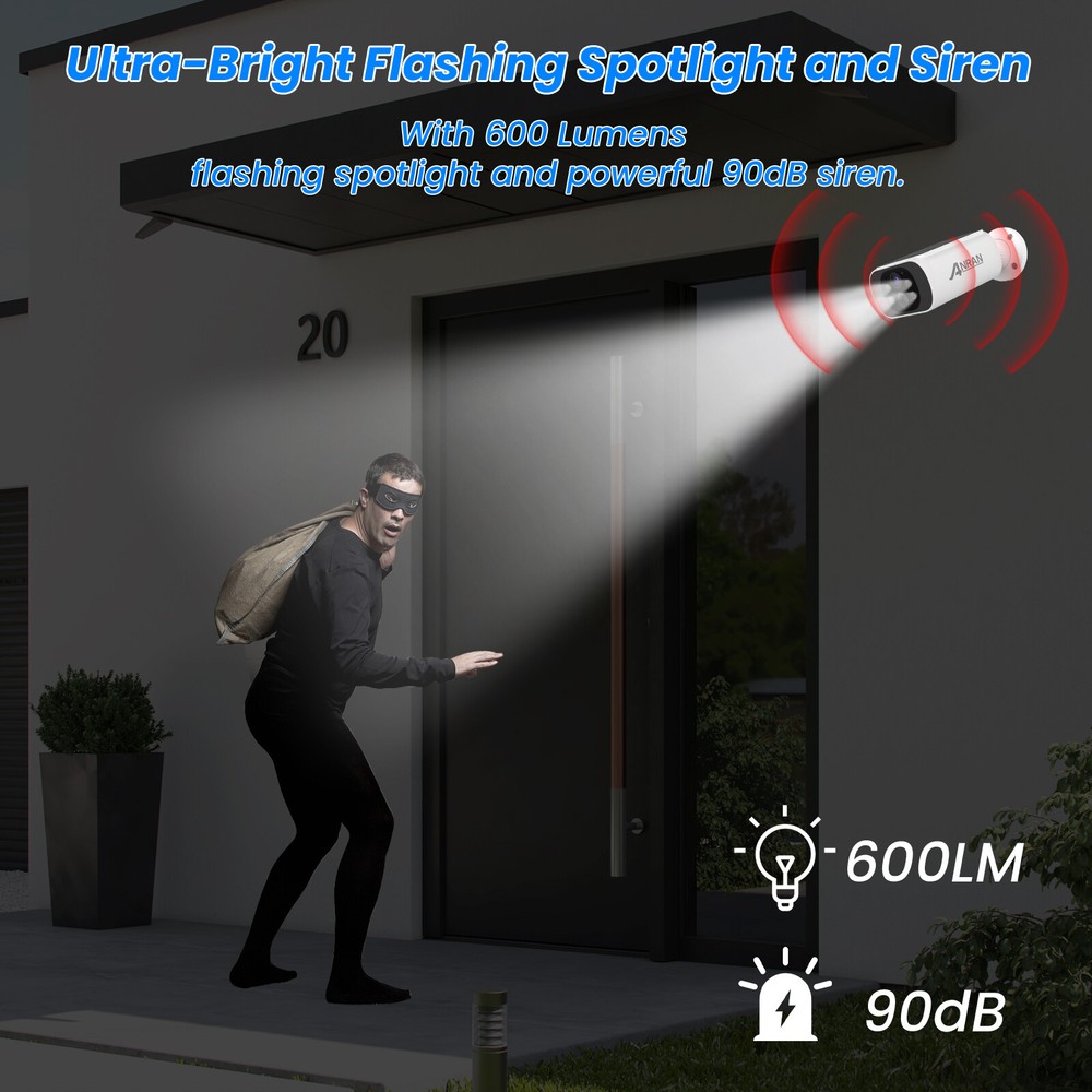 ANRAN Wireless Security Camera System Solar 4MP CCTV Spotlight Local Storage