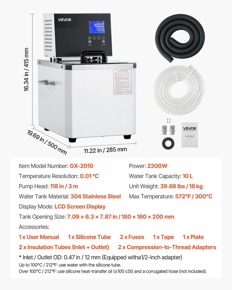 10L High-Temp Circulating Oil Bath — 300°C, PID, Dual Flow