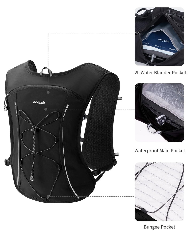 Running Hydration Vest Backpack,Lightweight Breathable Pack with 2L Water Bla...