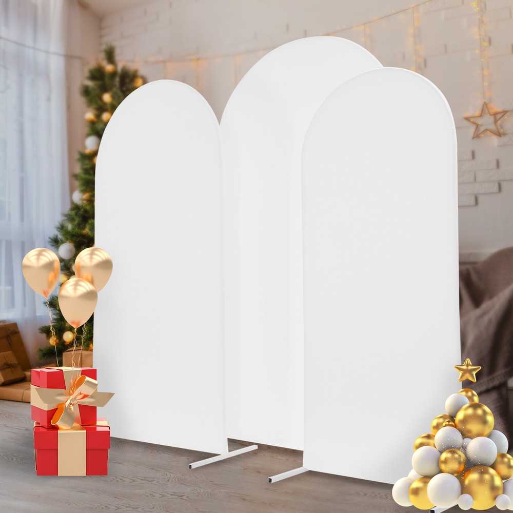3X White Arch Backdrop Stand Set Wedding Arch Stand Backdrop Decor with Covers