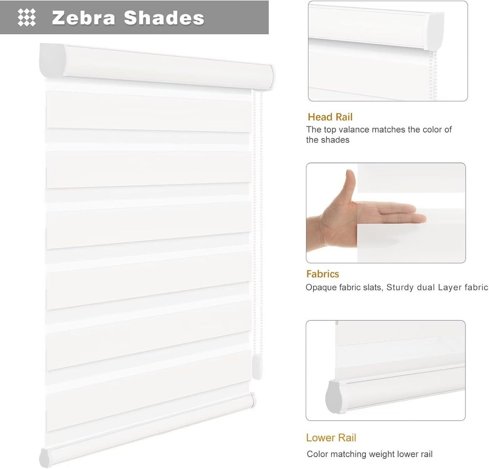 Changshade CUSTOM Made Curtains Light Filtering Zebra Roller Shade Window Blinds