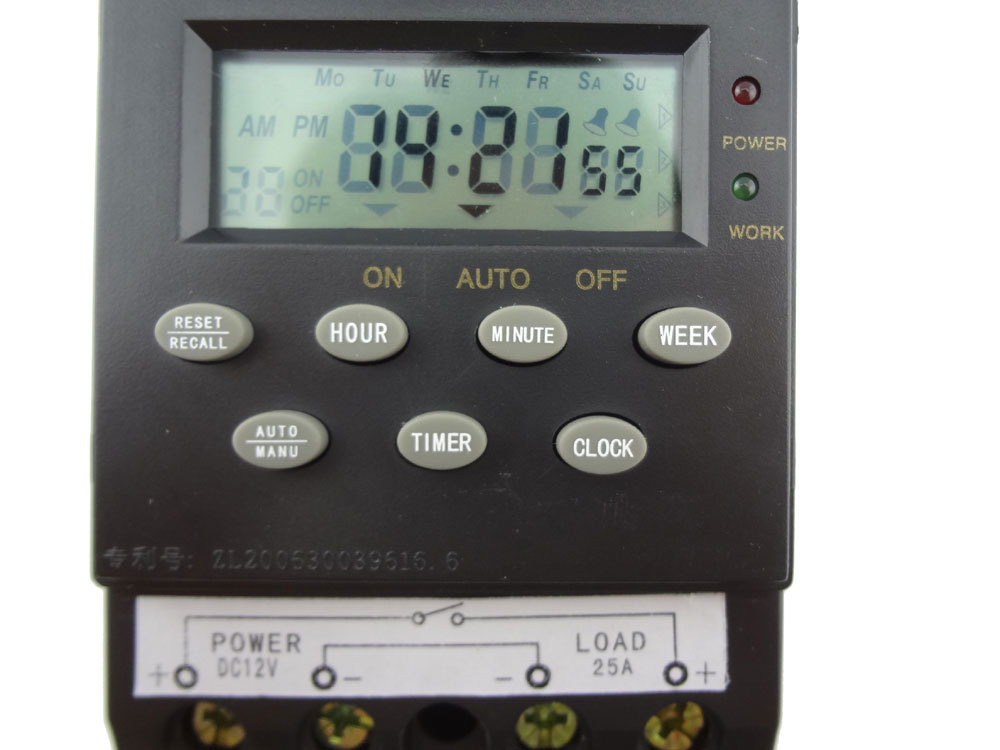 12V Timer Switch Timer Controller LCD display,25A amps program timer switch