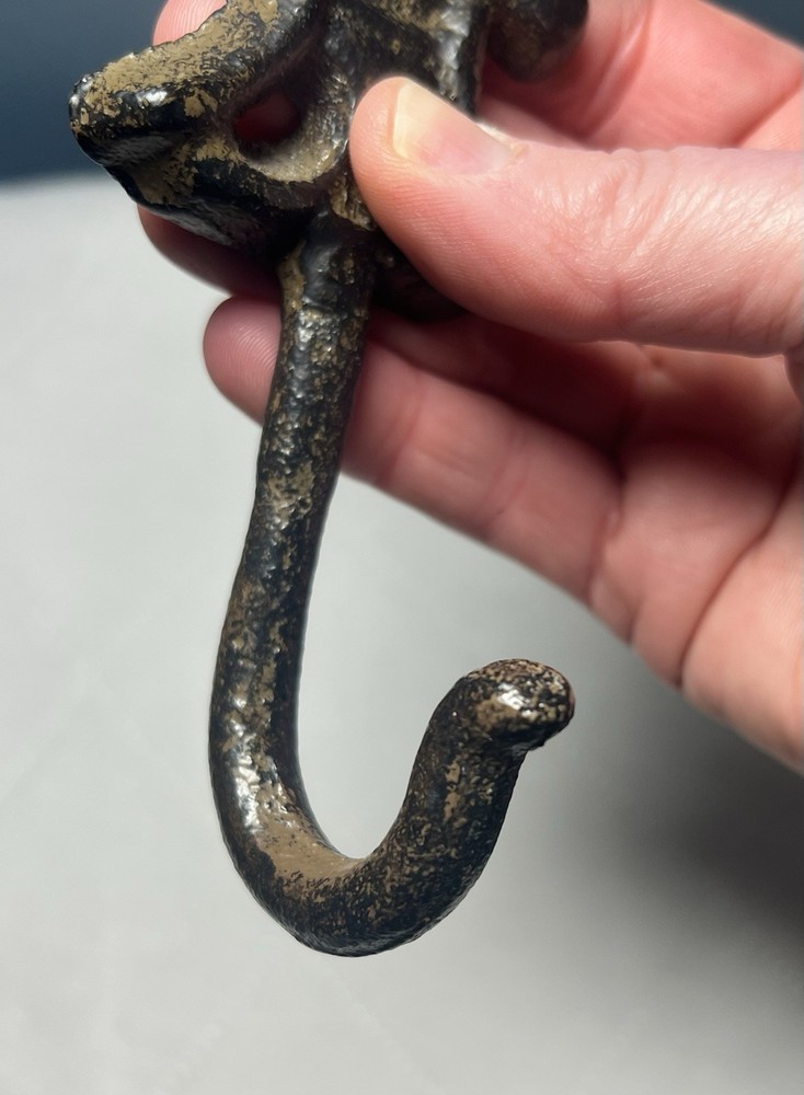 Metal Wall Hook Set 2 Curtain Tie Back Hook Fleur De Lis Rustic Heavy 8”