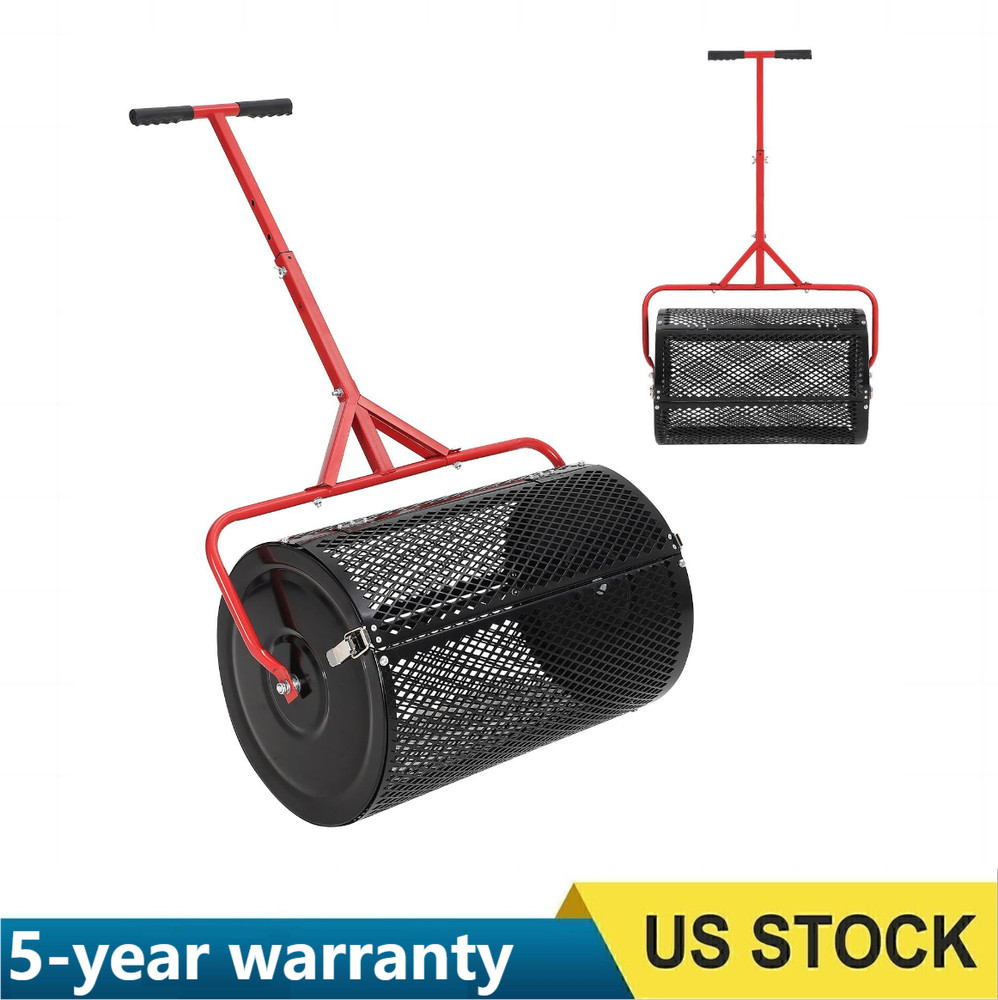 Compost Spreader 24" Top Soil Grass Seed Spreader W/ T Shaped Handle Adjustable