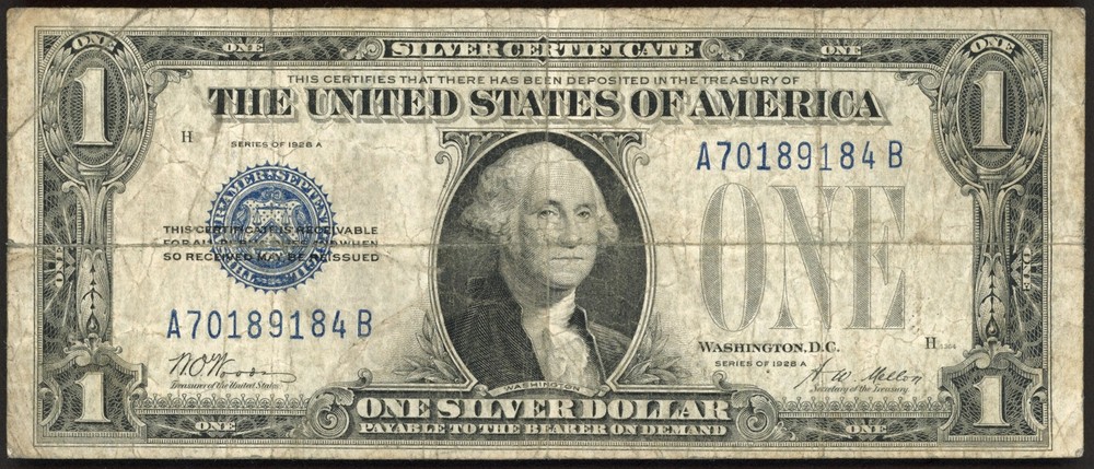 1928 A $1 One Dollar FUNNYBACK Silver Certificate Note Fr#1601