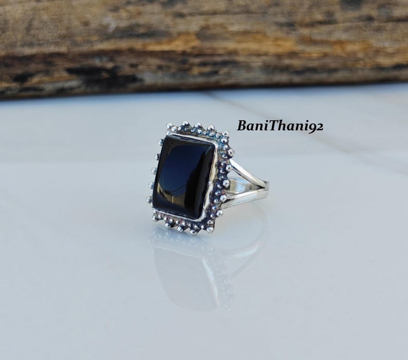 Black Onyx Solid 925 Sterling Silver Beautiful Wedding Gift Ring, All Size M1811