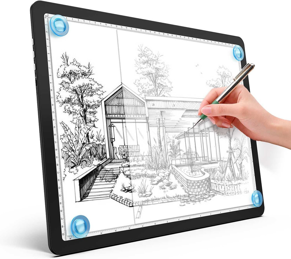 A4 LED Copy Board Light Tracing Box,Super Bright Magnetic Light Pad with Side...