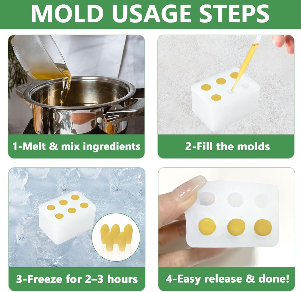 Reusable Suppository Molds Kit,2Ml, Silicone Suppository Molds Kit Includes 4 Tr