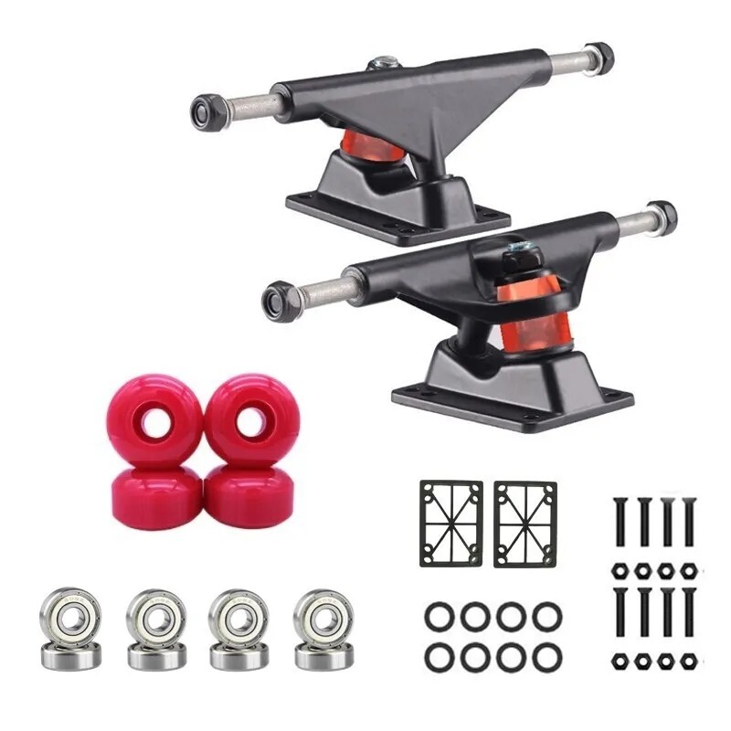 50MM Skateboard Trucks Wheels Bearings Combo Set - Lightweight Complete Package