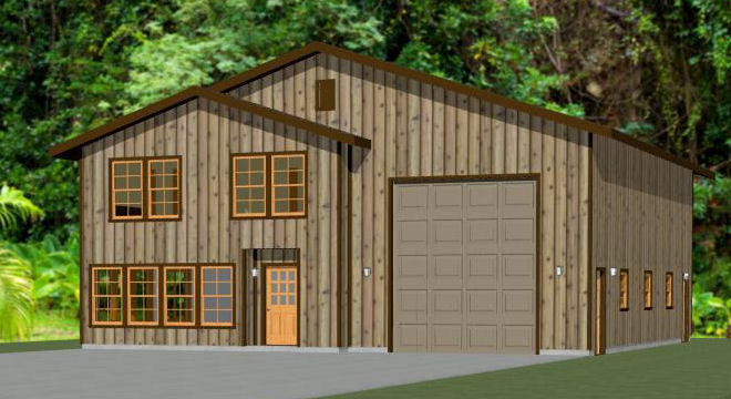 44x48 House with 1-RV Garage - PDF FloorPlan - 2,194 sqft - Model 2A