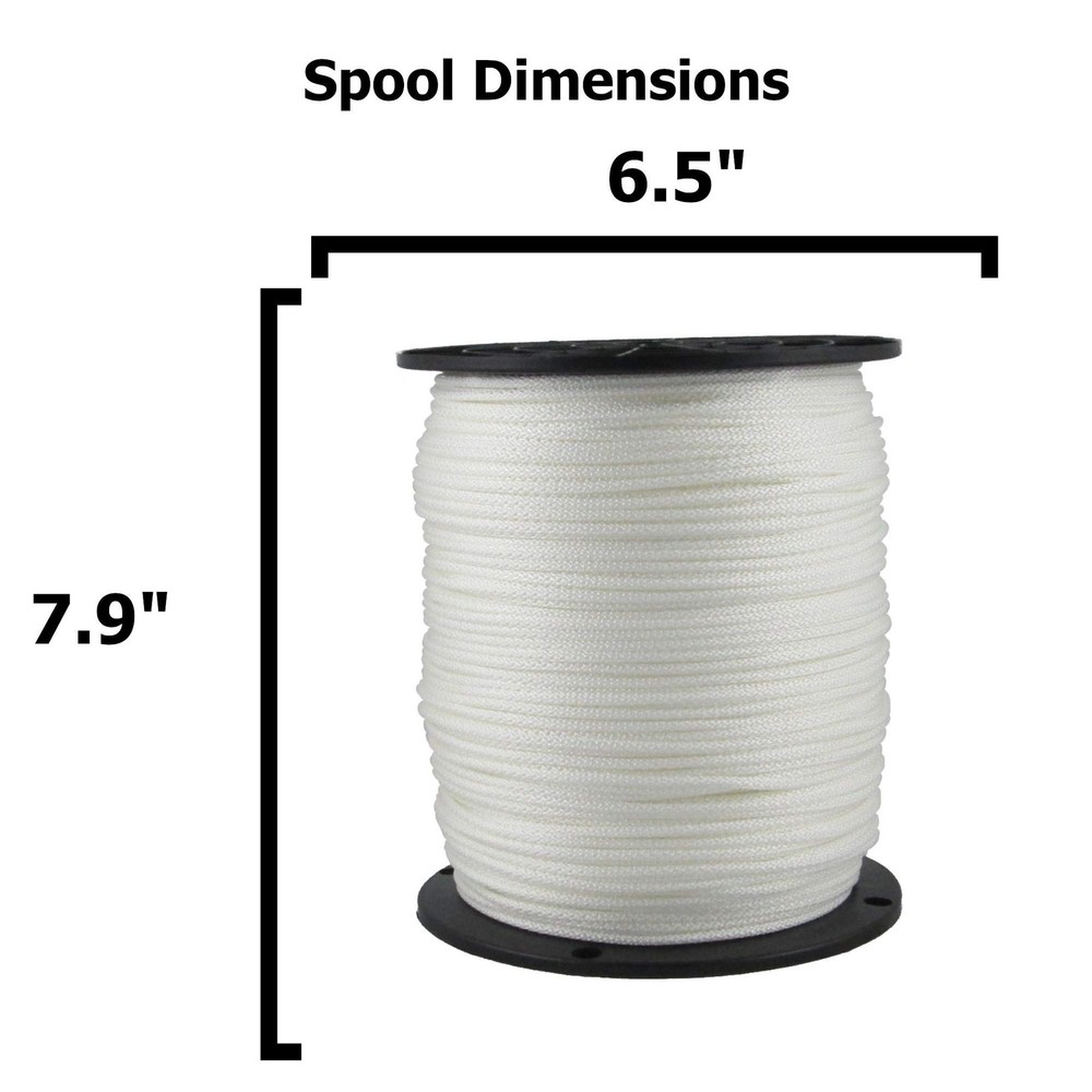 1/8" (#4) X 1000 ft Low -Stretch Solid Braid Industrial Polyester Cord. USA Made
