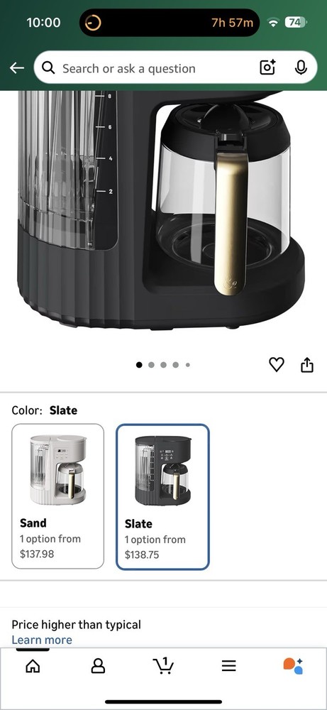 Thyme & Tables TT1110R Drip Coffee Maker 12 Cup Programmable Over Ice Mode