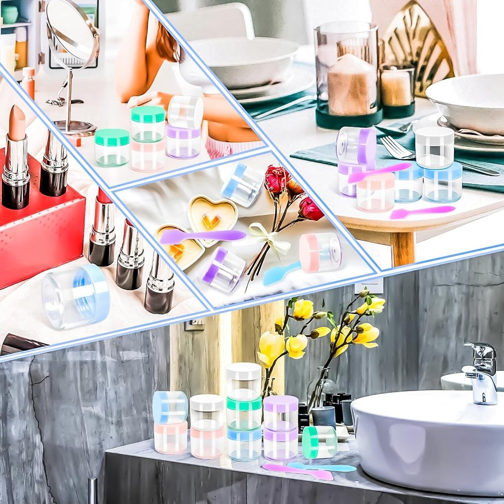 35 PCS 20G Empty Plastic Containers with Colored Lids Small Makeup Sample