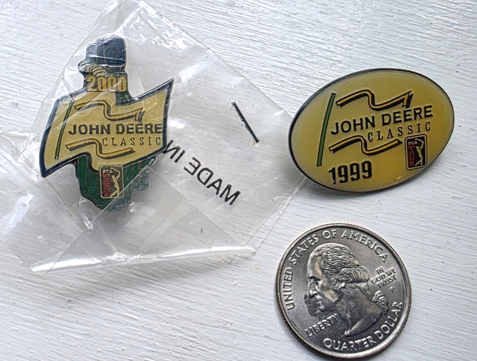 Two Lapel Pinback JOHN DEERE CLASSICS PGA GOLF 1999 & 2000
