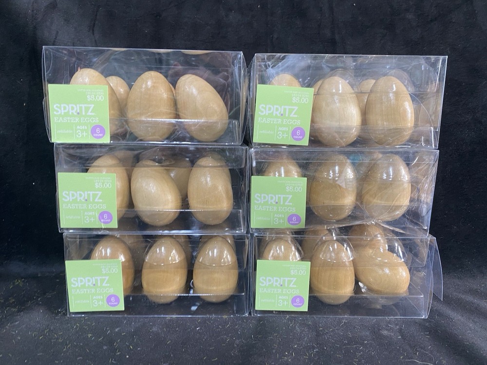 Nest Eggs Wooden Brown Easter Eggs for Craft 6 Per Box