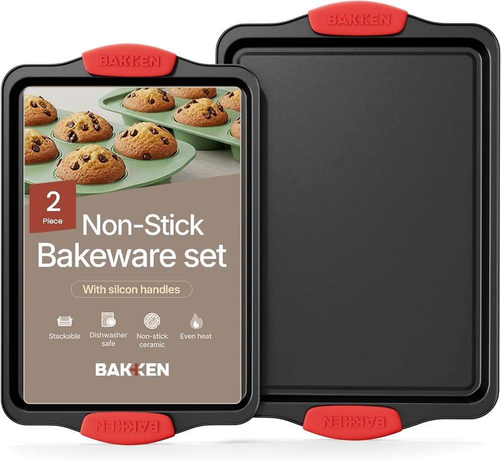 BAKKEN Kitchen Baking Pans - Medium and Lar Nonsti Sheets, Carbon