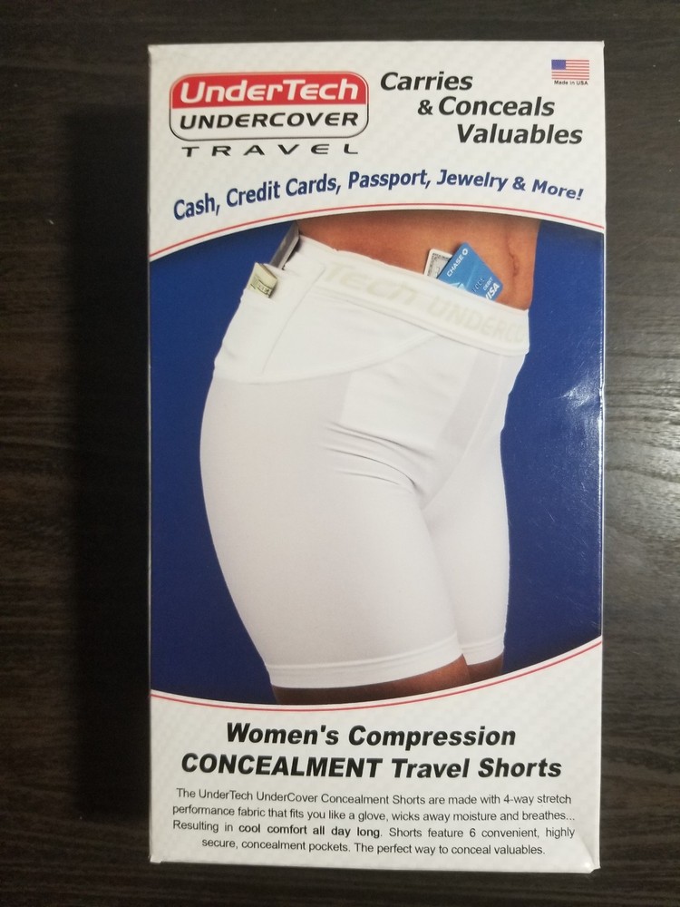 Xtra Small Undertech Undercover Womens Compression Conceal Travel Shorts Black*