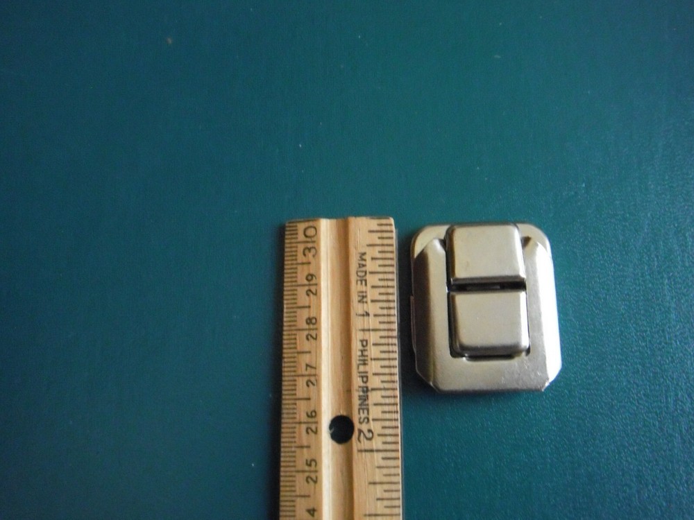 Gibson & others case latches, nickel, Smaller version, w / rivets