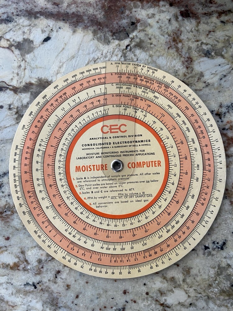 CEC Consolidated Electrodynamics Moisture Computer and Circular Slide Rule