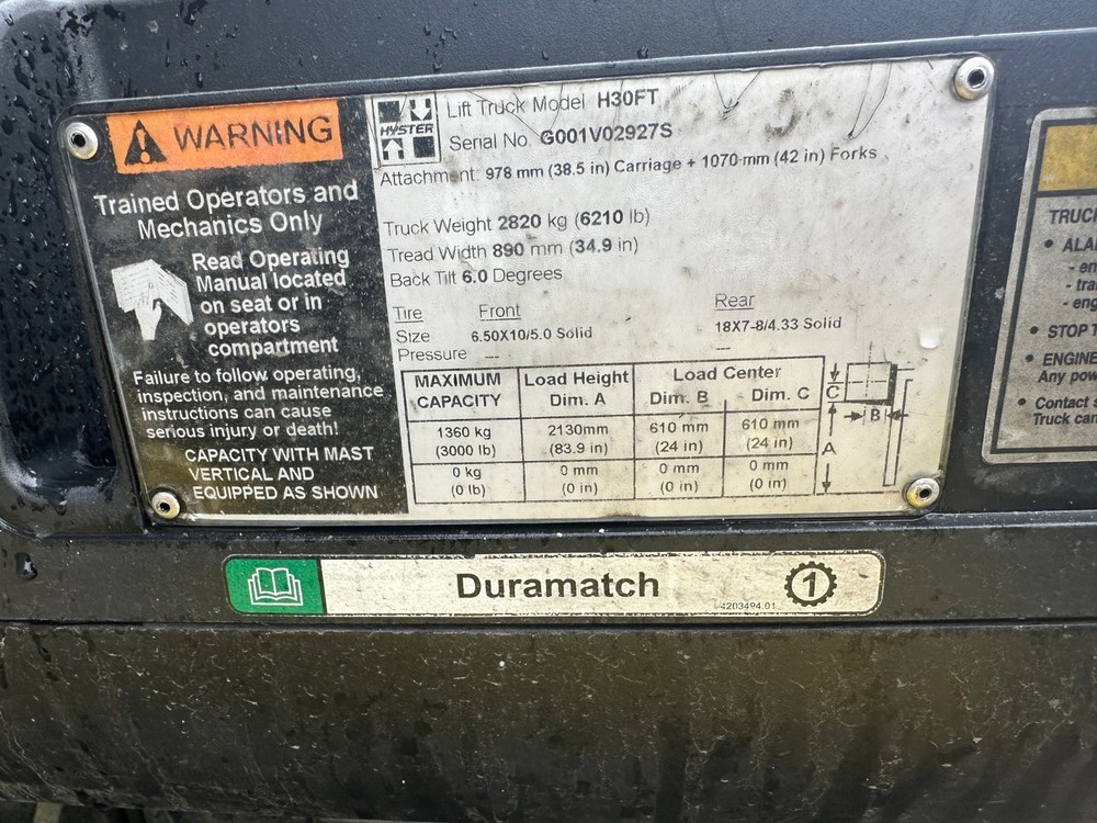 Hyster 30FT 3,000lb Capacity