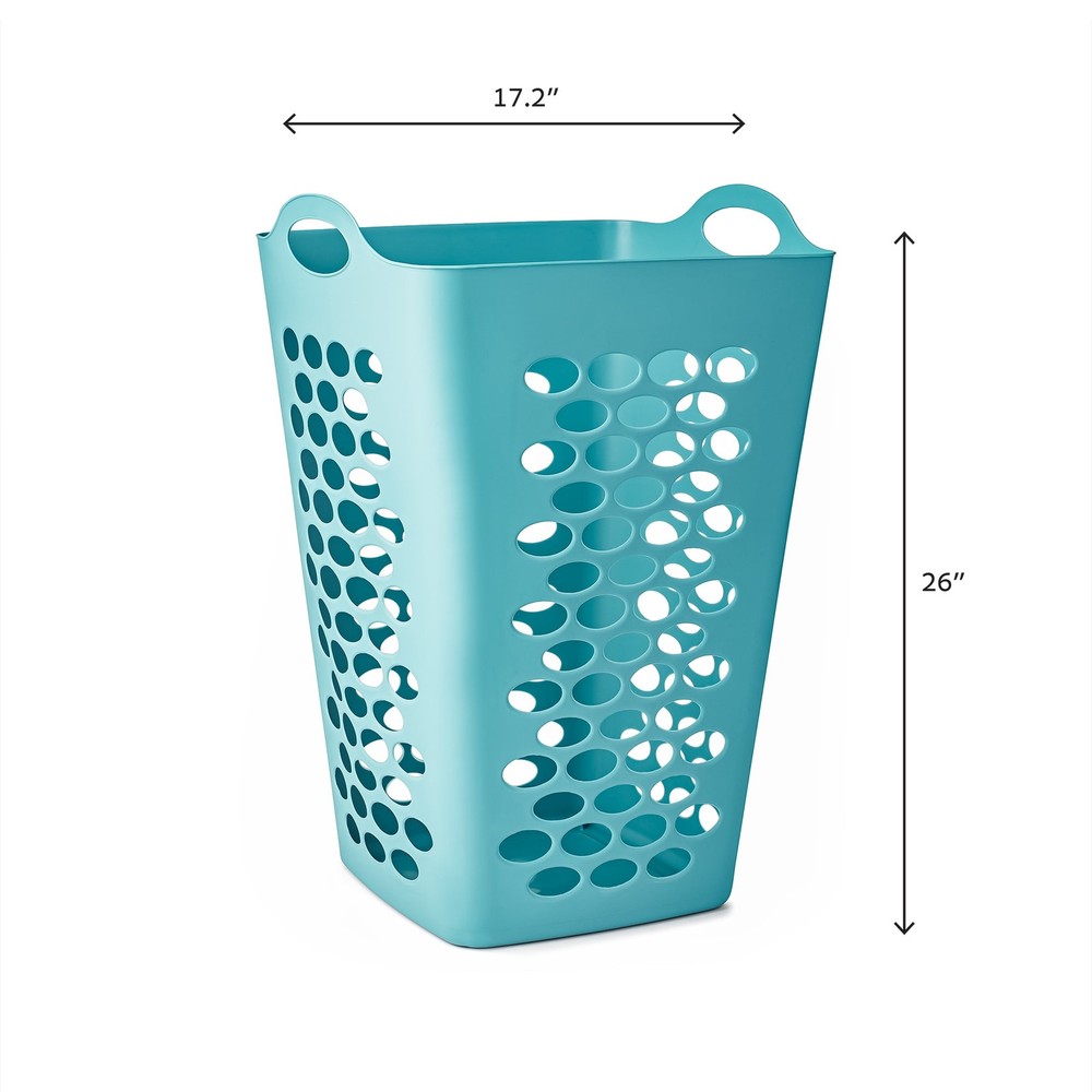 2 Bushel Flexible Square Laundry Hamper Durable Construction Laundry Box Teal