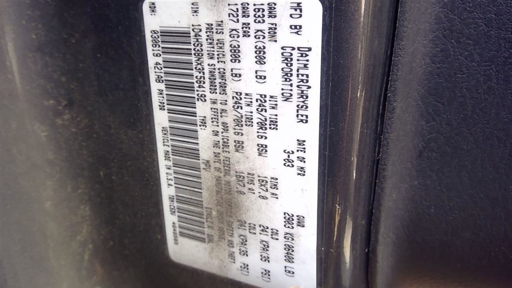 Engine ECM Electronic Control Module Right Hand Fender Fits 03 DURANGO 1264194