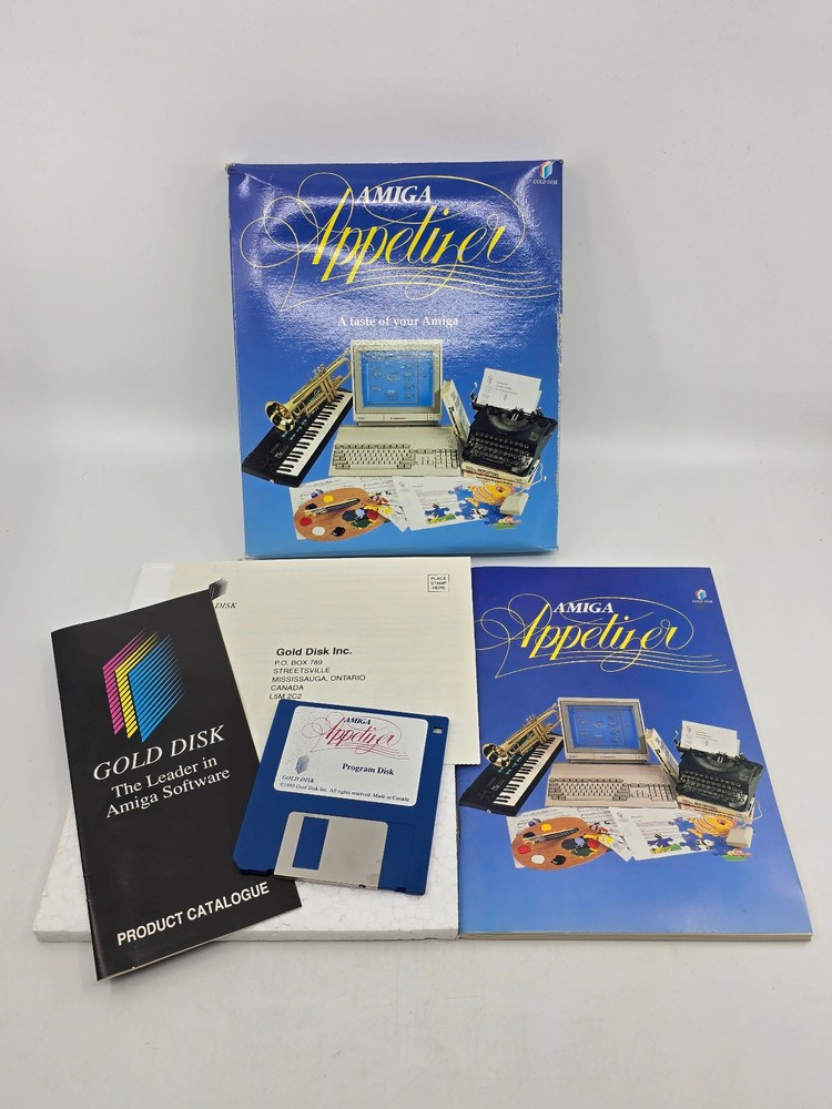 Vintage Amiga Appetizer Gold Disk Software CIB Complete Commodore Amiga 512K