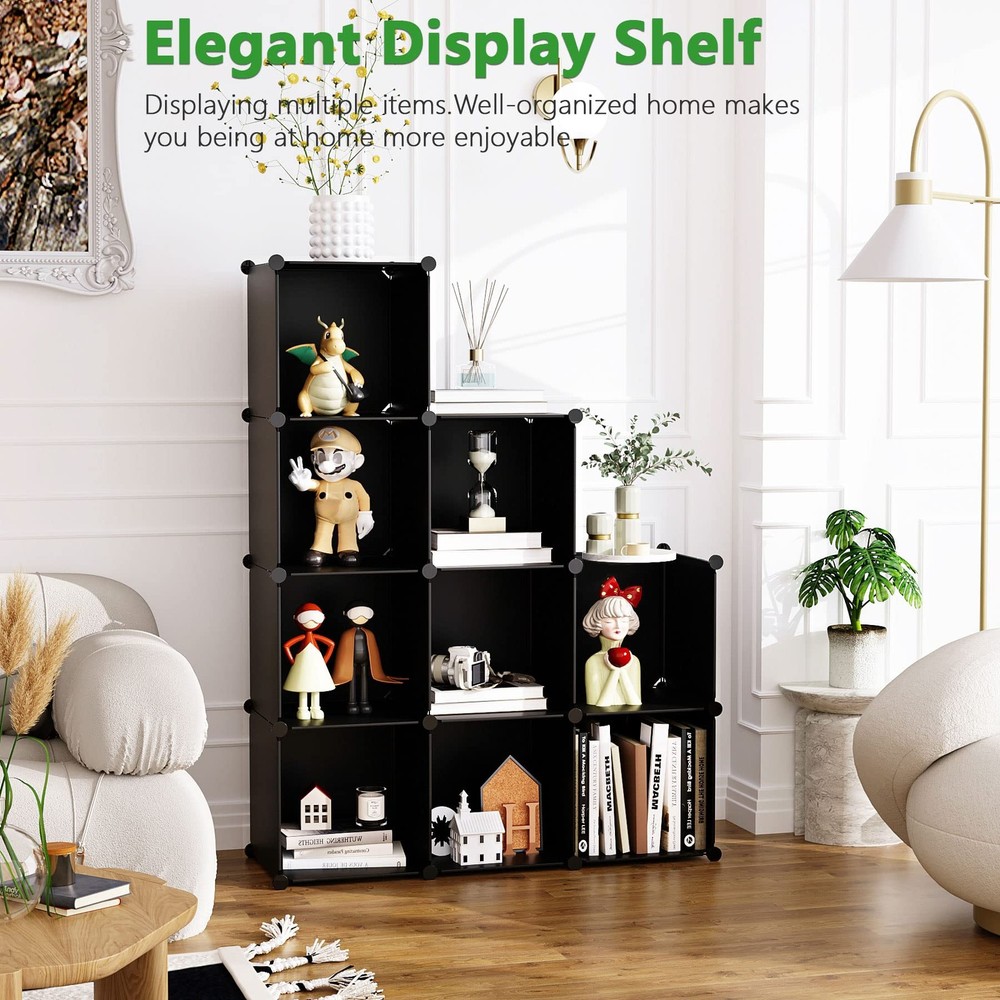 &AHOME Cube Storage, 9-Cube Bookshelf, Plastic Closet Cabinet Organizer, DIY ...
