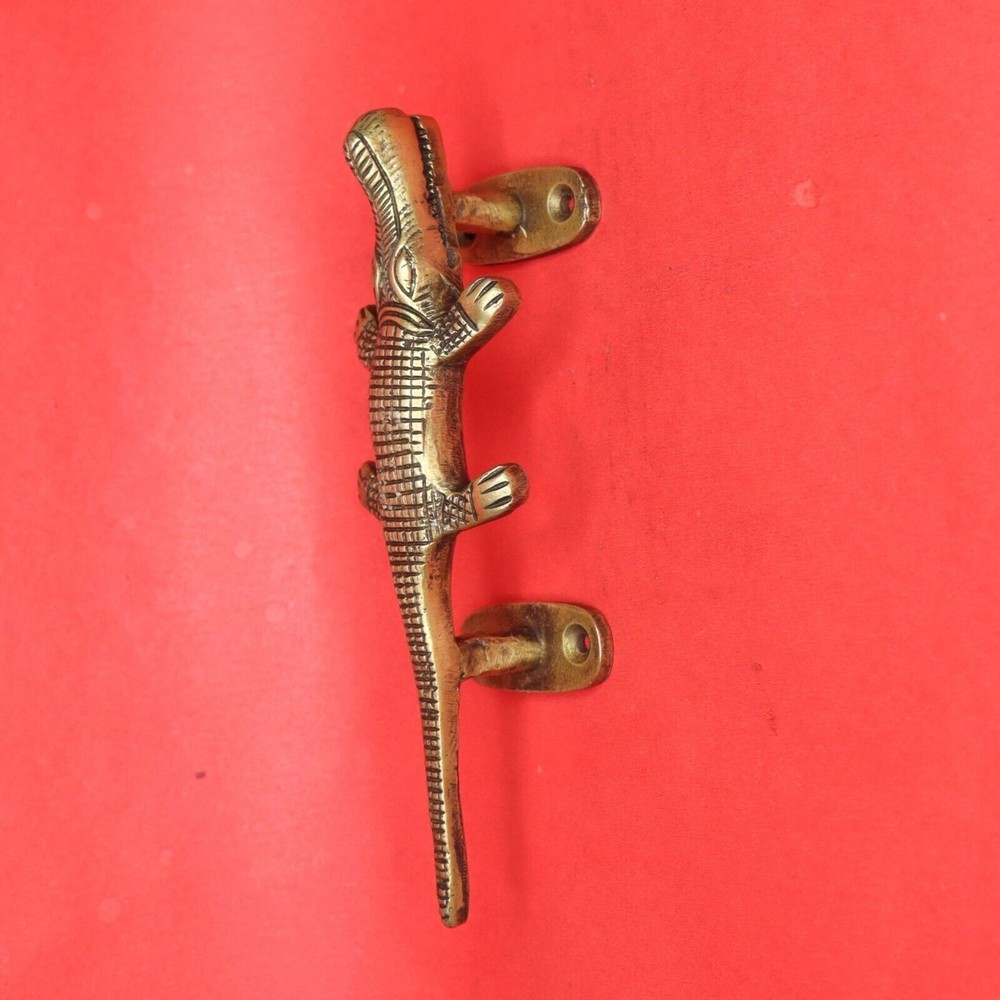 Crocodile Alligator Shape Vintage Style Handcrafted Brass Door Pull Handle