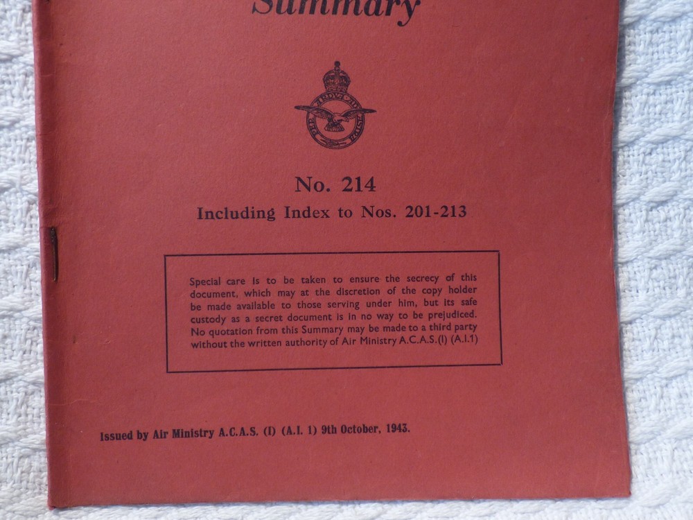 WW2 Secret RAF Air Ministry Weekly Intelligence Summary Journal 9 Oct 1943