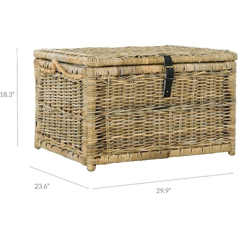 Versatile Wicker Storage Trunk Decorative Bench W/ Cushioned Lid Large Capacity