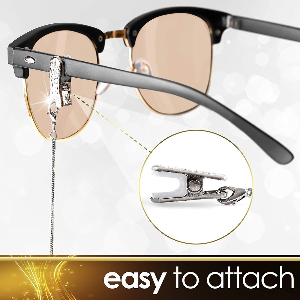 Secure Eyeglasses Strap Holder - Alligator Clasps Included