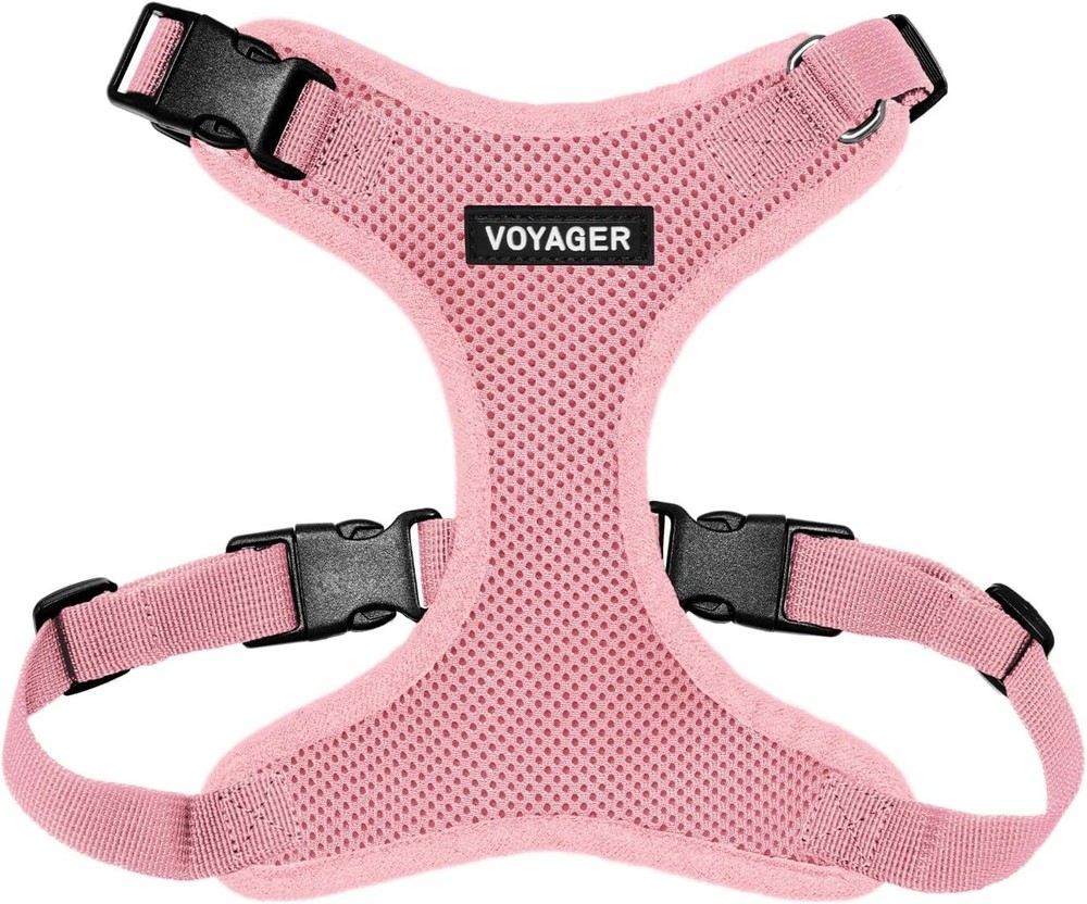 All Weather Mesh Pet Harness Medium Pink Lightweight Adjustable for Active Pets