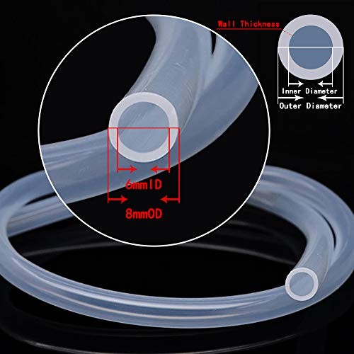 Silicone Tubing 6mm (1/4") ID x 8mm OD Food Grade High-temperature 6mmx8mm 6M