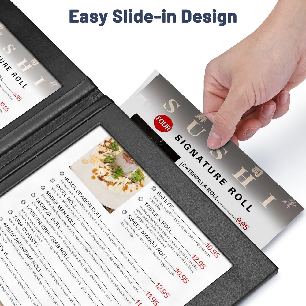 WeChef LED Back Lit Light Menu Holder Cover Folding Double Panel Fits 5"x11"