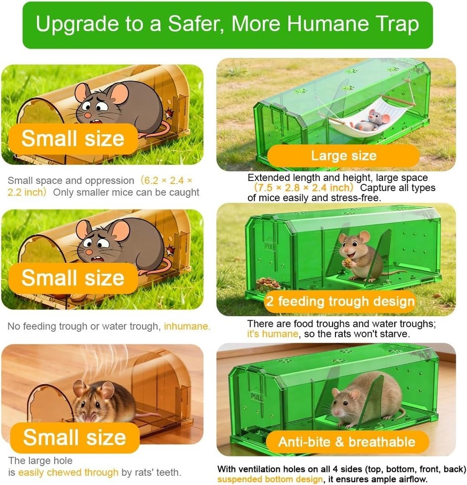 2 Pack mouse Traps Indoor for Home, Catch and Release