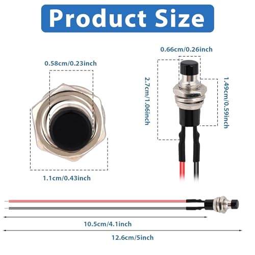 12 Pcs Mini Momentary Switch Small Normally Open Momentary Push Button Black