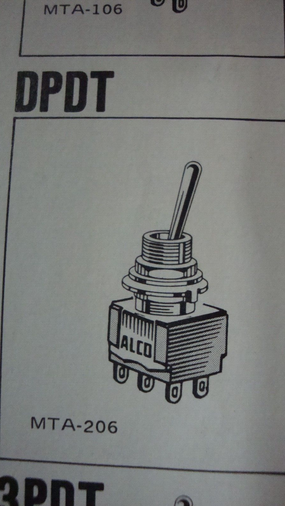 ALCO MTA-206T miniature toggle SWITCH DPDT ON-OFF-(ON)