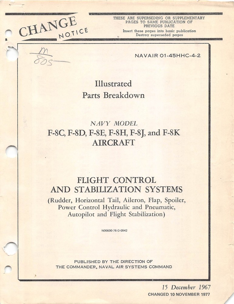 F-8 Crusader Flight Control and Stabilization Systems Parts  Flight Manual  (CD)