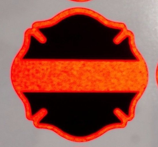 Reflective Thin Red Line Maltese Cross Fire helmet Decals 2 inch