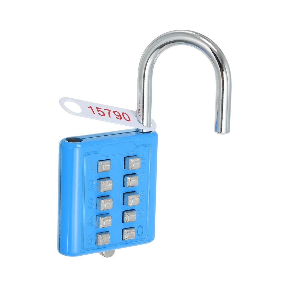 10 Digit Button Combination Padlock 5 Position Locking Mechanism Lock Blue