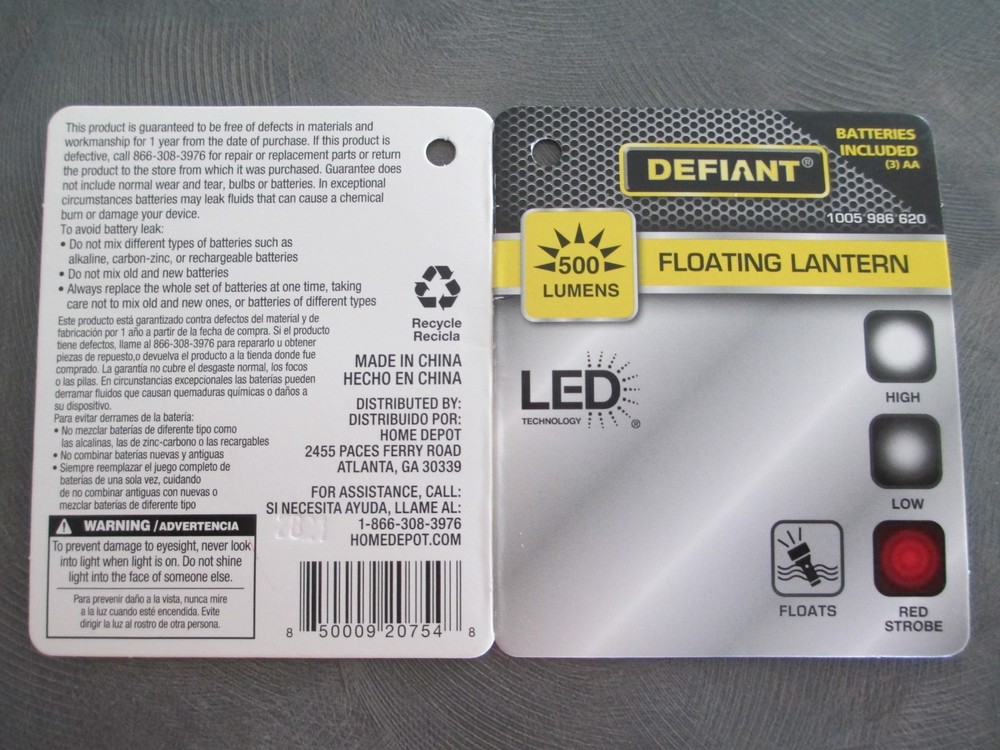 Defiant Floating Lantern 500 Lumens