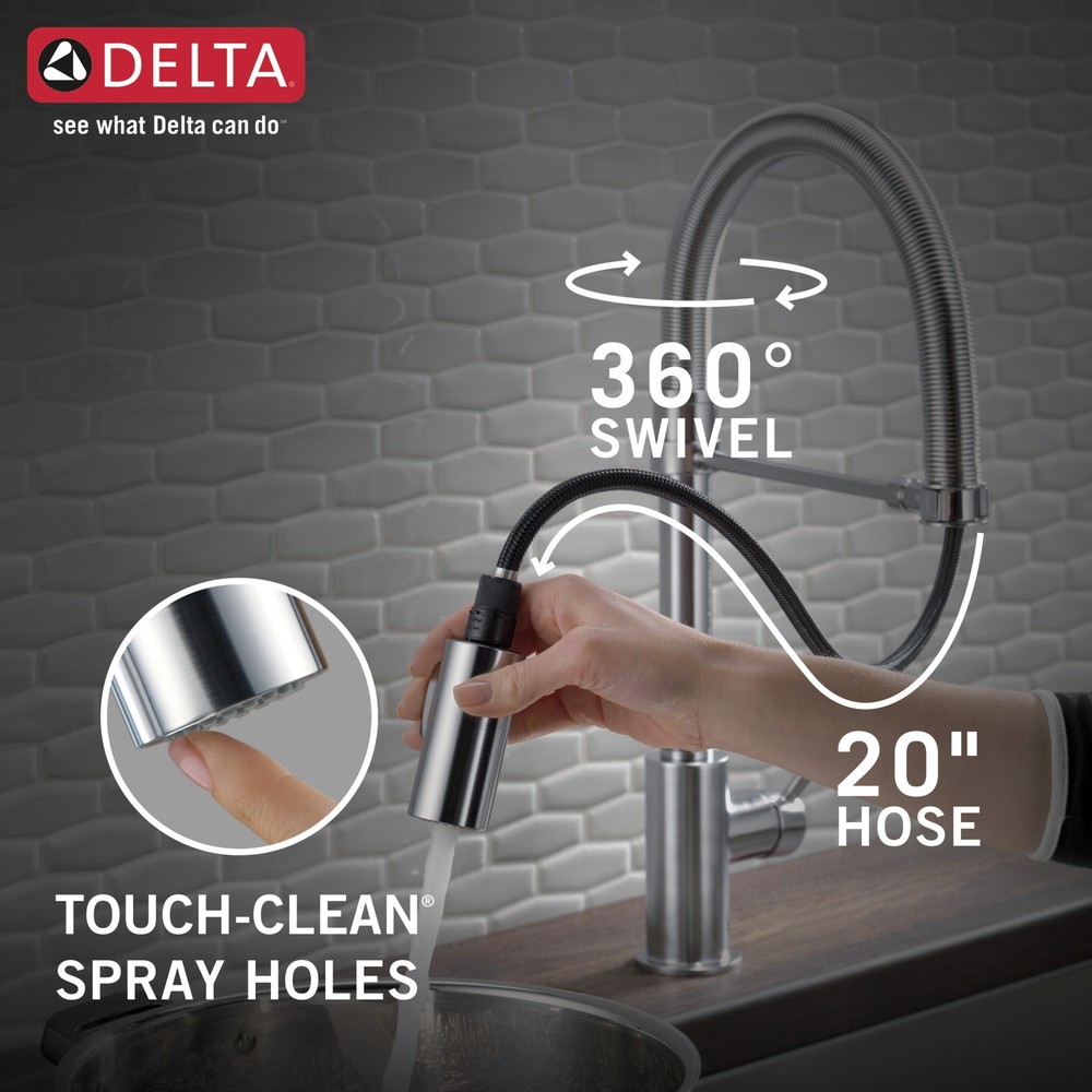 Delta Trinsic Single-Handle Pull-Down Spring Kitchen Faucet - Arctic Stainless
