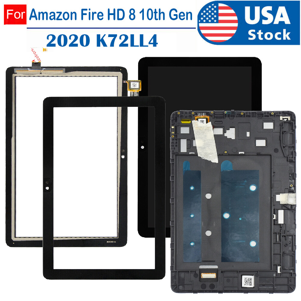 For Amazon Fire HD 8 10th 2020 K72LL4 K72LL3 LCD & Touch Screen Digitizer +Frame