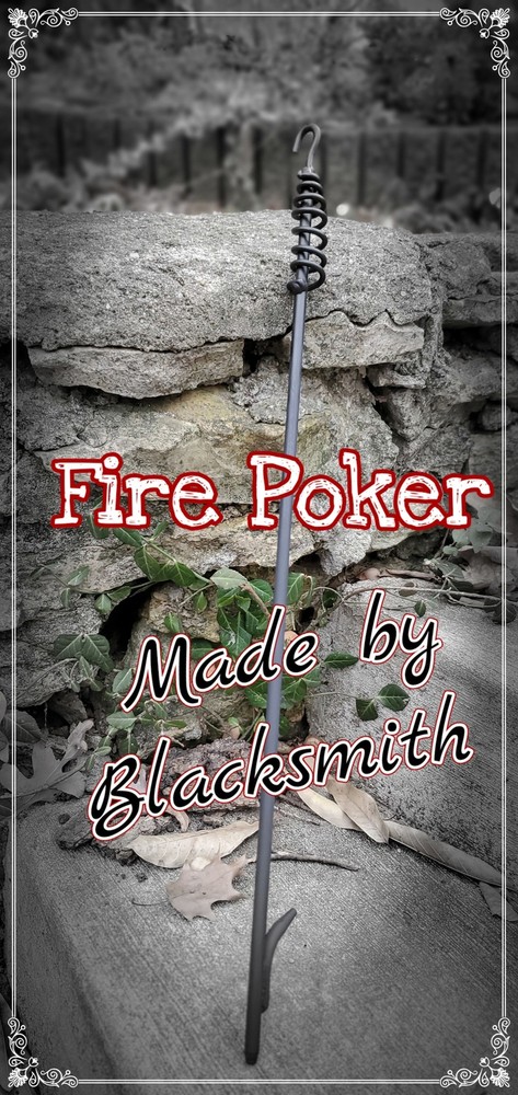 Personalized Fire Poker-Fireplace, Firepit, -27" long Steel, Made by Blacksmith